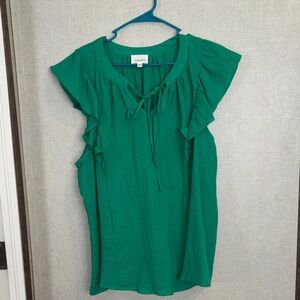 Kelly Green Ruffle Blouse